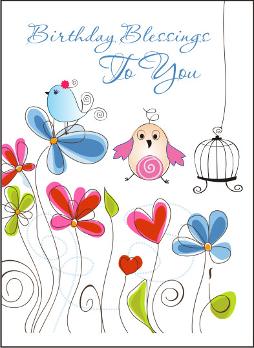 modern christian birthday card birds design