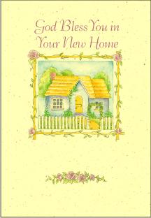 christian new home card yellow house