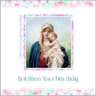 christian new baby card madonna and child