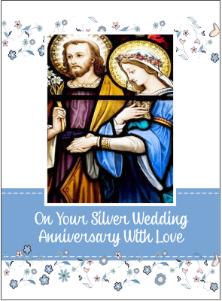 christian silver wedding card mary and joseph