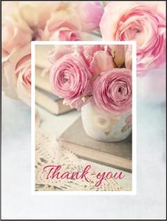 christian thank you card pink flowers vase