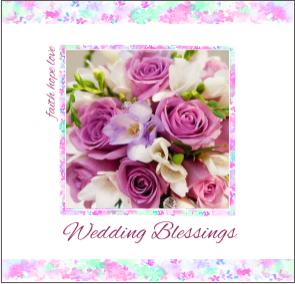 christian wedding cards pink bouquet